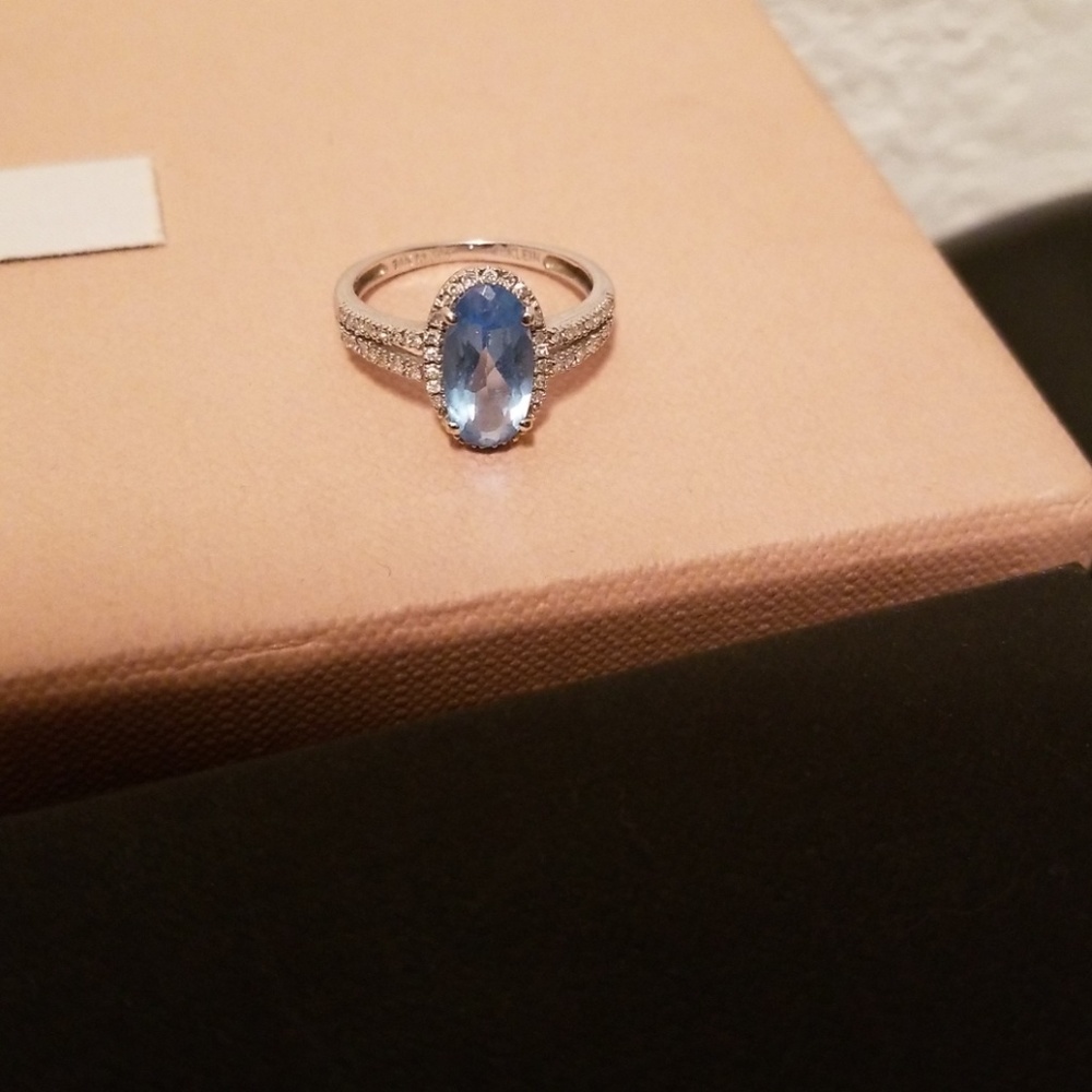 Blue Topaz and diamond ring